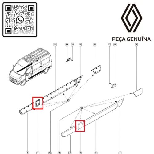 RN 80129R-K 768186068R e 768192827R KIT ESQ-DIR FRISO PORTA DIANTEIRA MASTER 4